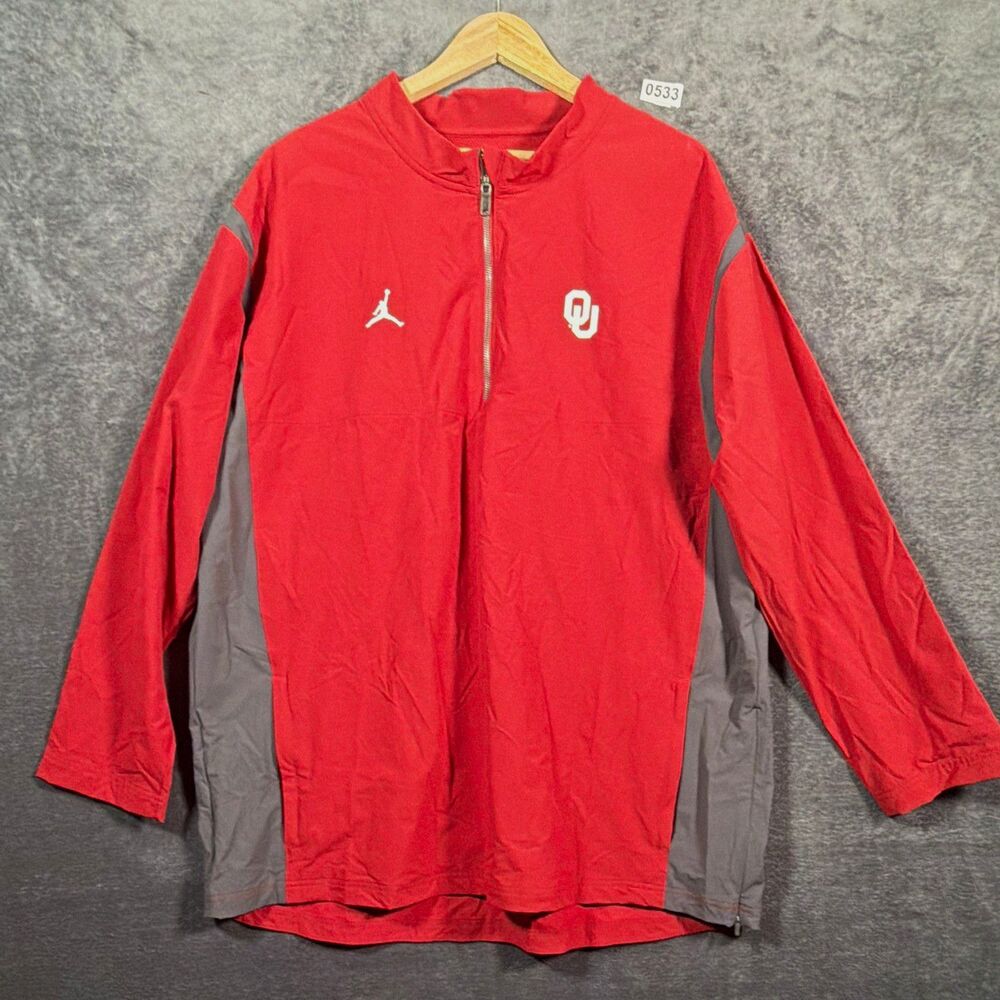 Jordan Oklahoma Sooners NCAA 1/4 Zip Jacket Red/Gray Size XXL